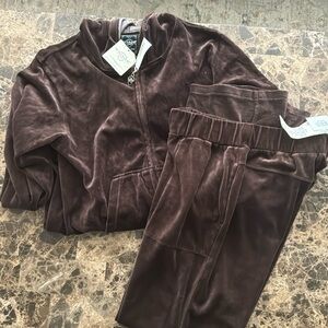 Sledge 2 piece Brown Velour Jacket and Pants Set